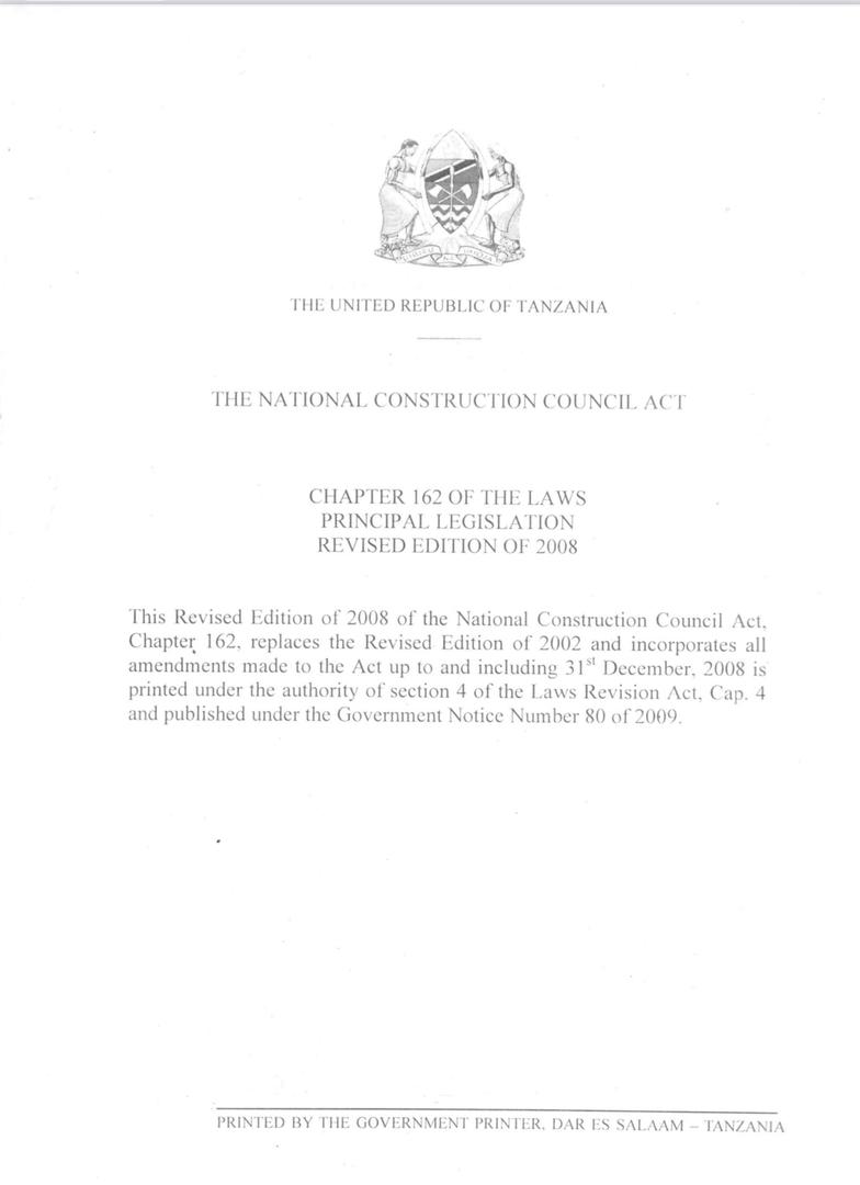 SHERIA YA BARAZA LA TAIFA LA UJENZI 2008